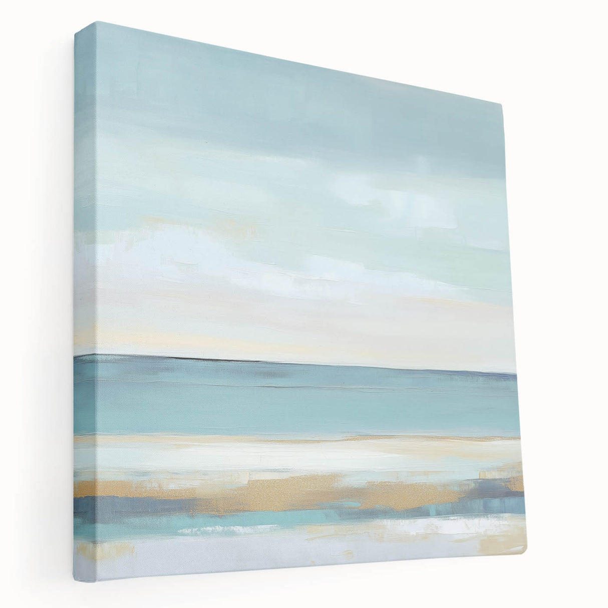 Minimalist Abstract Wall Art – Aqua and Sand Coastal Canvas
