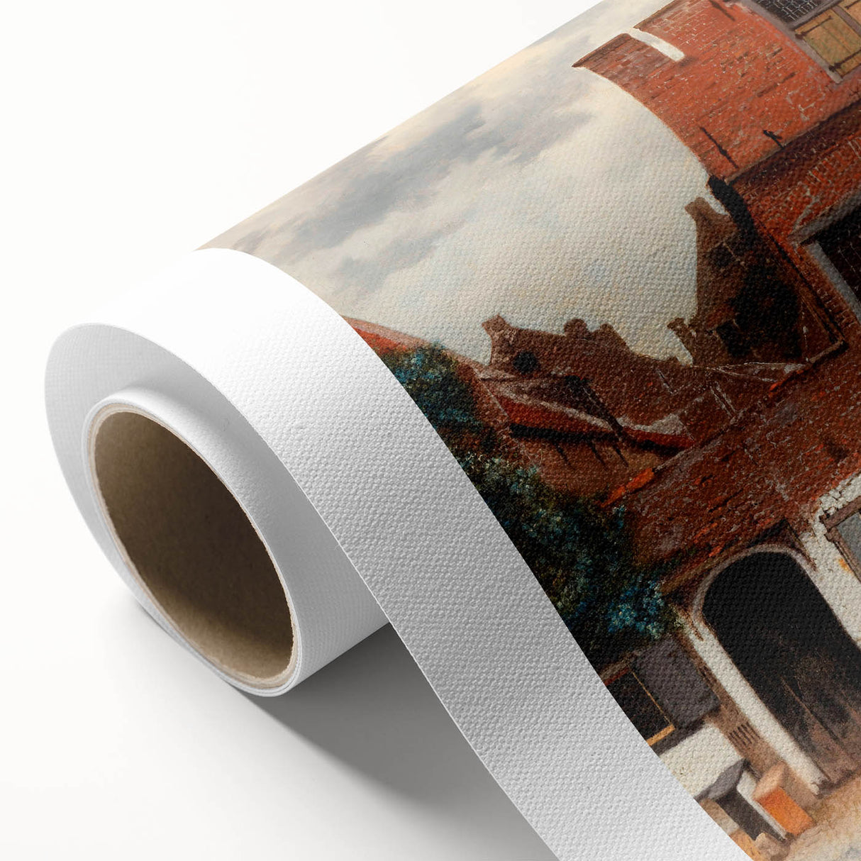 Baroque Cityscape Wall Art - Rustic Brick Architecture in Sunlight