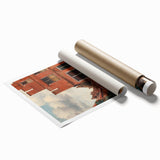 Baroque Cityscape Wall Art - Rustic Brick Architecture in Sunlight