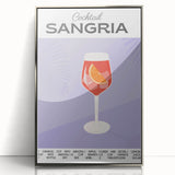 Mid-century modernist art of food and drinks, in muted earth tones on a silver-framed acrylic panel.