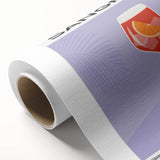 Art Deco poster featuring a stylized cocktail glass, in pastel pink and blue tones.