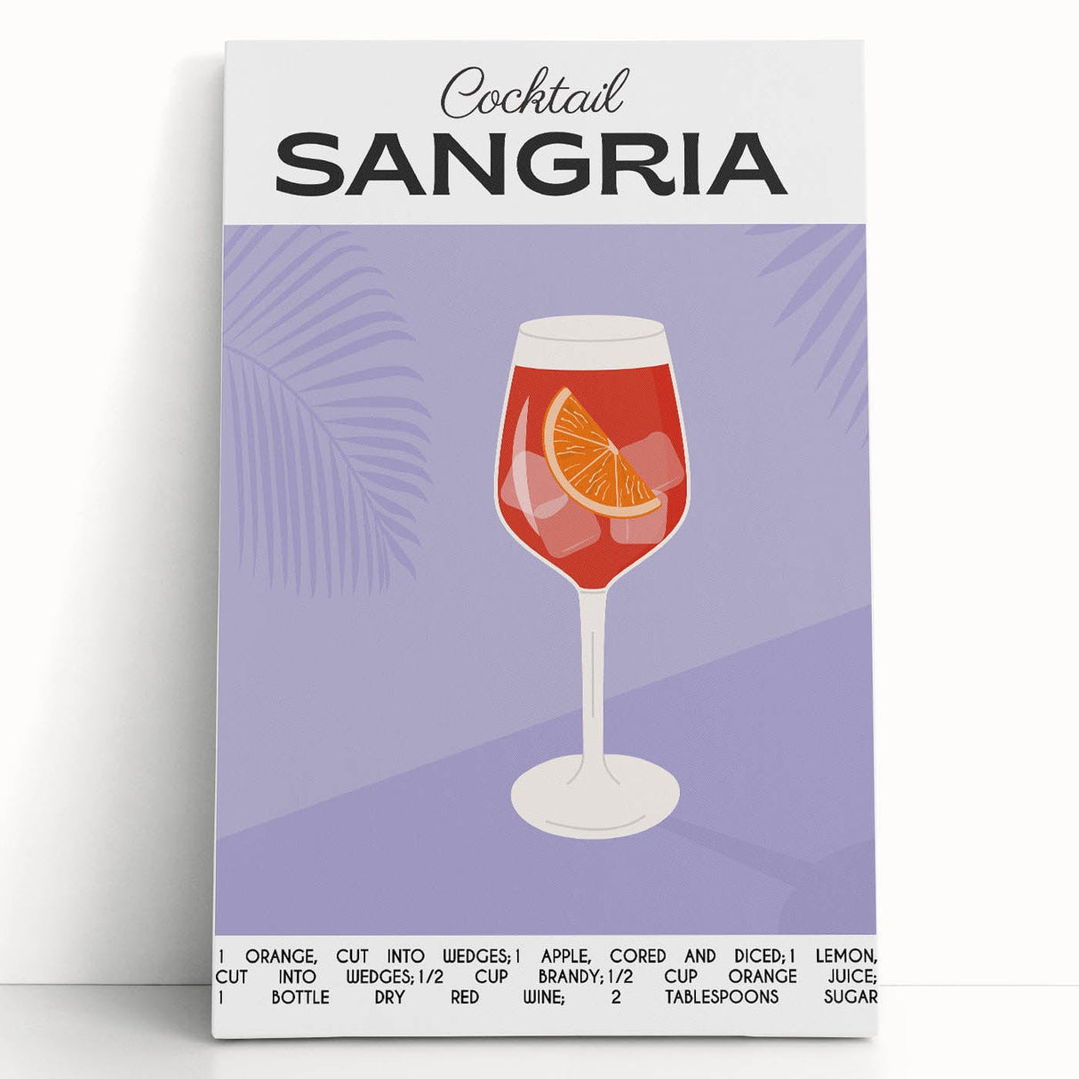 Large black and white stretched canvas featuring a minimalist design of various food and drink items.