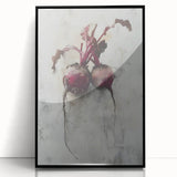 Large abstract wall art featuring assorted fruits in bold colors on black acrylic, framed, ideal for dining room decor.