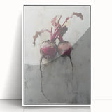 Acrylic print of colorful fruits in art deco style, framed in white, suitable for modern nursery decor.