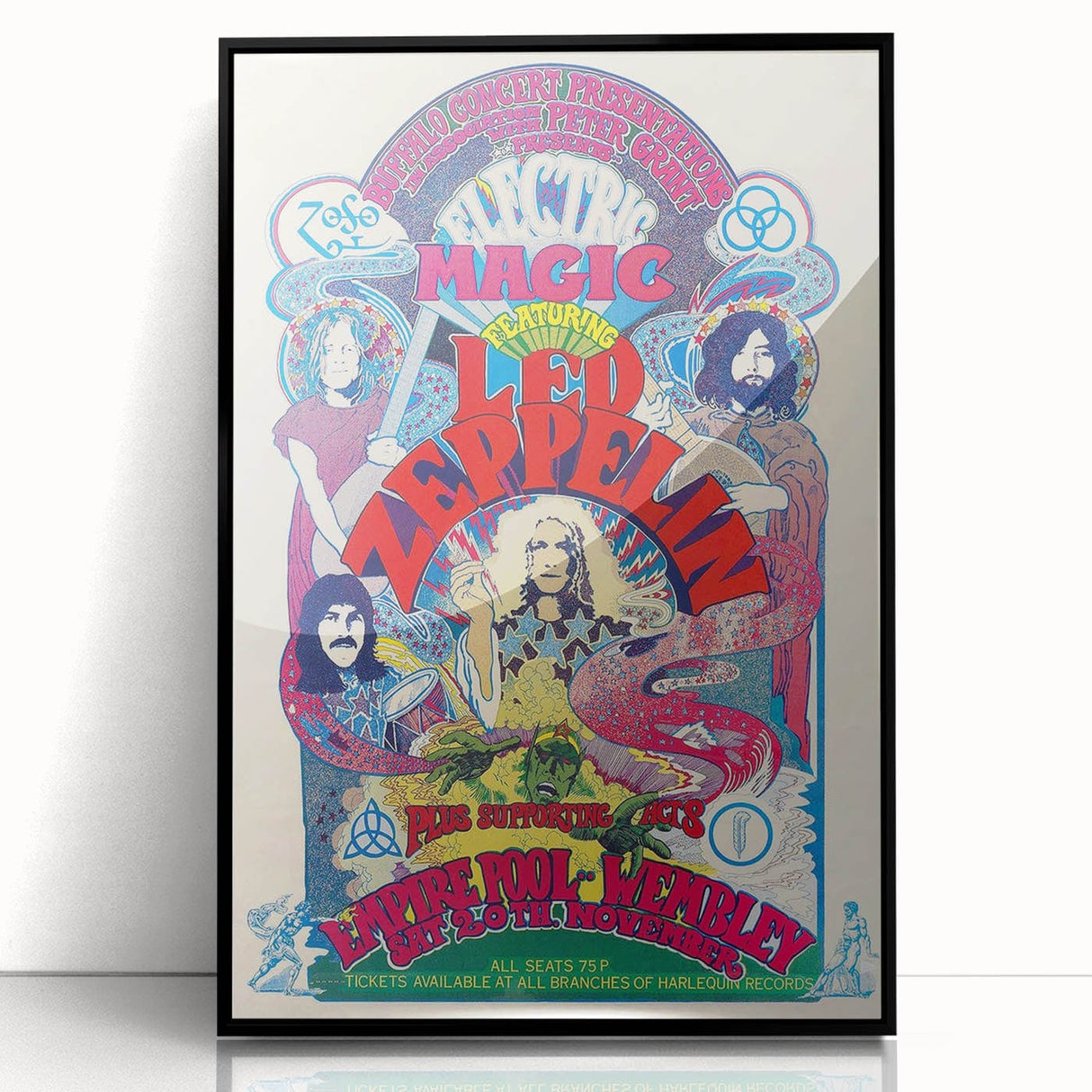 Led Zeppelin Electric Magic Poster | 1970s Concert Wall Art