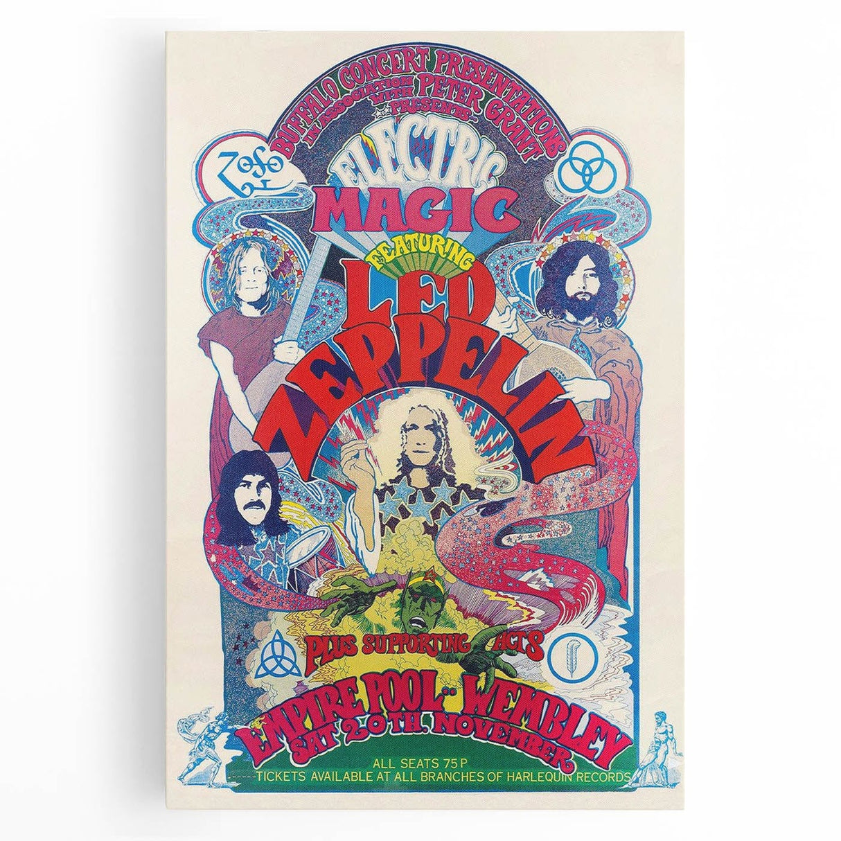 Led Zeppelin Electric Magic Poster | 1970s Concert Wall Art