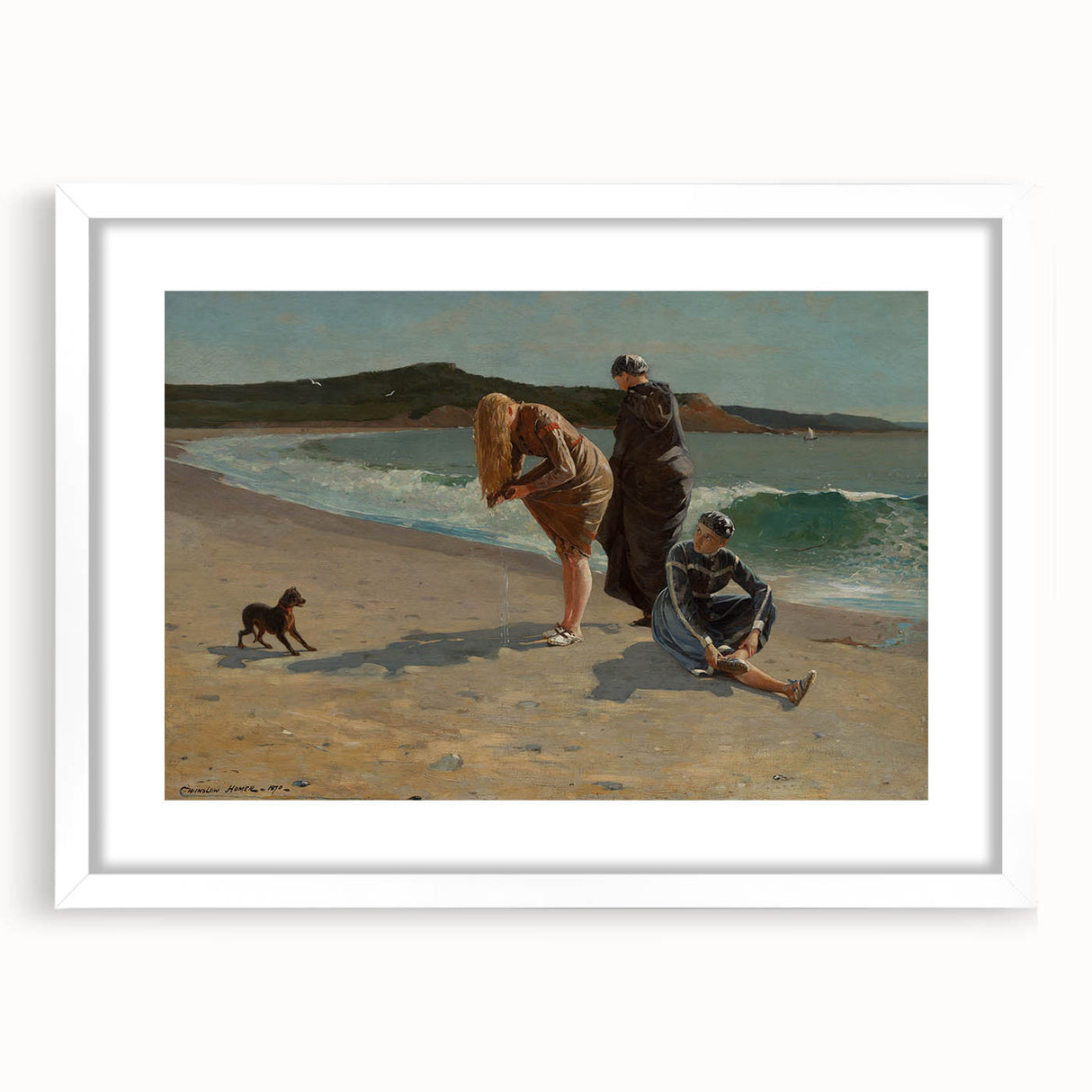 Realism Art Print - Beach Scene by Winslow Homer, Coastal Painting