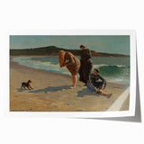 Realism Art Print - Beach Scene by Winslow Homer, Coastal Painting