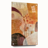 Large abstract wall art depicting fall colors on acrylic glass, ideal for bedroom or dining room decor.
