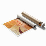 Extra large rolled canvas print featuring a detailed floral design in warm autumn colors, ideal for classy bathroom wall art.