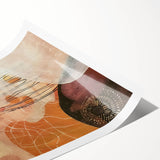 Extra large rolled print featuring line art flowers in muted autumn tones, suitable for large living room wall decor.