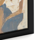 Close-up of an abstract figurative framed canvas artwork, showcasing vibrant colors and intricate textures, ideal for modern home decor and artistic expression.