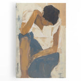 Abstract figurative stretched canvas artwork showcasing vibrant colors and fluid shapes, perfect for modern home decor. Ideal for enhancing living spaces or offices.