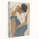 Abstract figurative canvas artwork showcasing vibrant colors and dynamic shapes, displayed from a side view to highlight its textured surface and depth. Perfect for modern home decor.