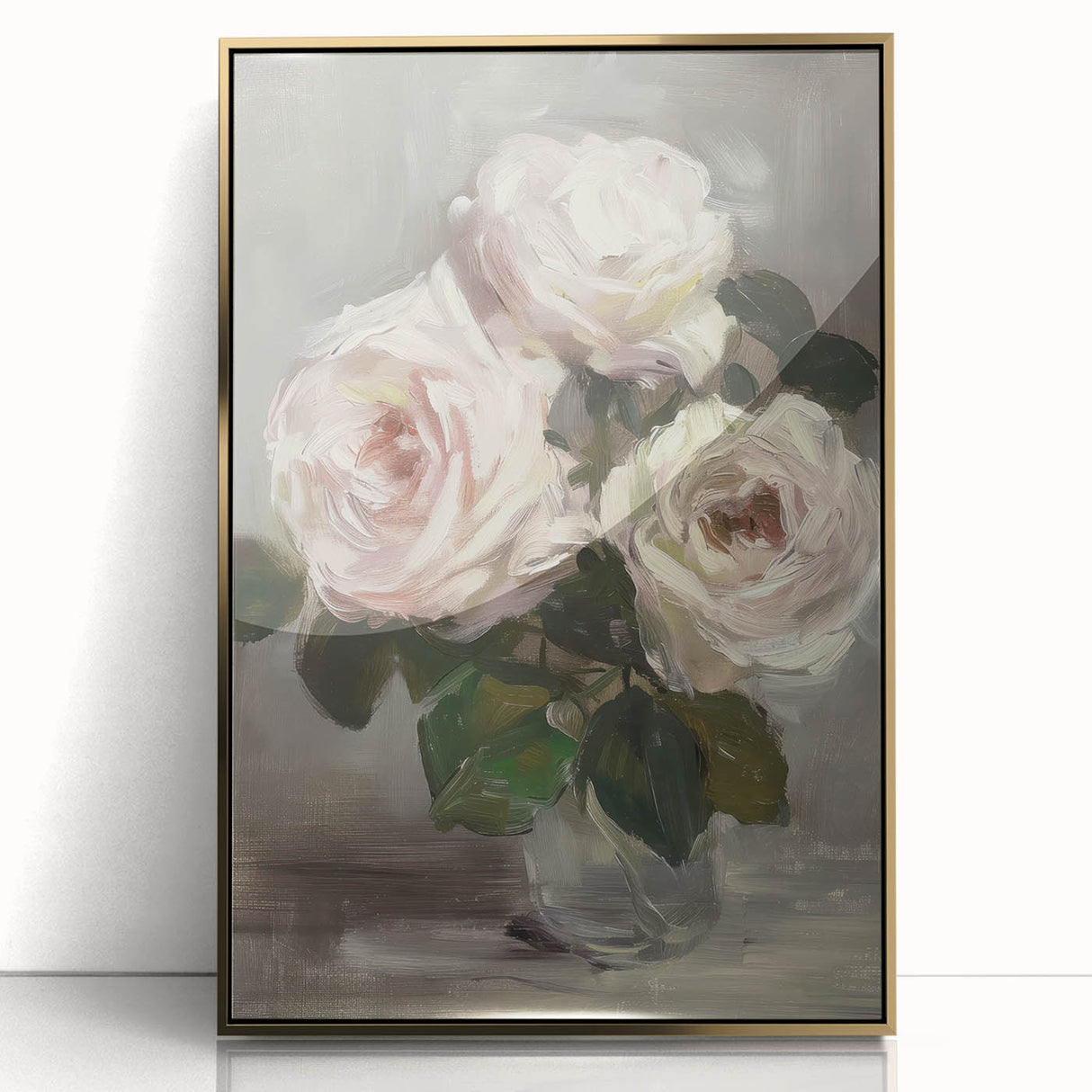 Framed acrylic artwork showcasing vibrant abstract florals in gold hues, elegantly displayed for modern home decor, enhancing any living space's style.