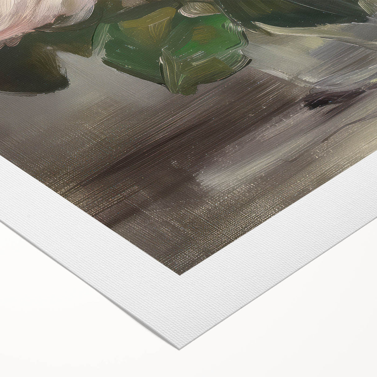 Abstract floral design on rolled canvas showcasing vibrant colors like pink, blue, and green, ideal for modern home decor. Perfect for adding a touch of elegance and creativity to living spaces.