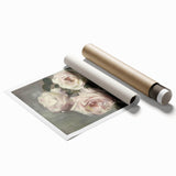 Vibrant abstract floral rolled print showcasing bold colors and intricate patterns, perfect for home decor. Packaged securely in a protective cardboard tube.