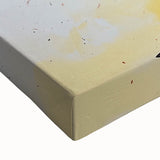 Close-up of a stretched canvas featuring vibrant abstract floral designs in shades of blue, pink, and gold, ideal for modern home decor and art enthusiasts.