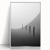 Framed abstract landscape artwork in a sleek white frame, showcasing vibrant colors and fluid patterns, ideal for modern home decor or office spaces.