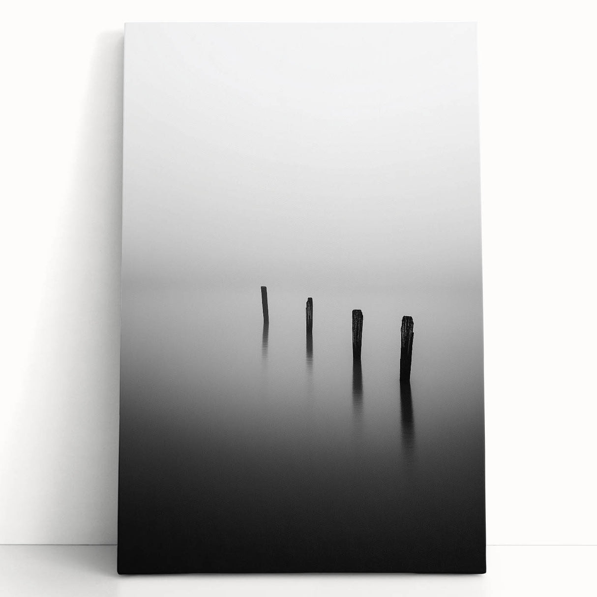 Abstract landscape canvas art featuring soft pastel colors and textured brushstrokes, elegantly leaning against a neutral wall, adding a modern touch to home decor. Perfect for contemporary art enthusiasts seeking a serene and captivating focal point.