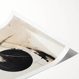 Abstract minimalist wall art print featuring soft pastel colors and geometric shapes, elegantly rolled and ready for display in a stylish home decor setting.