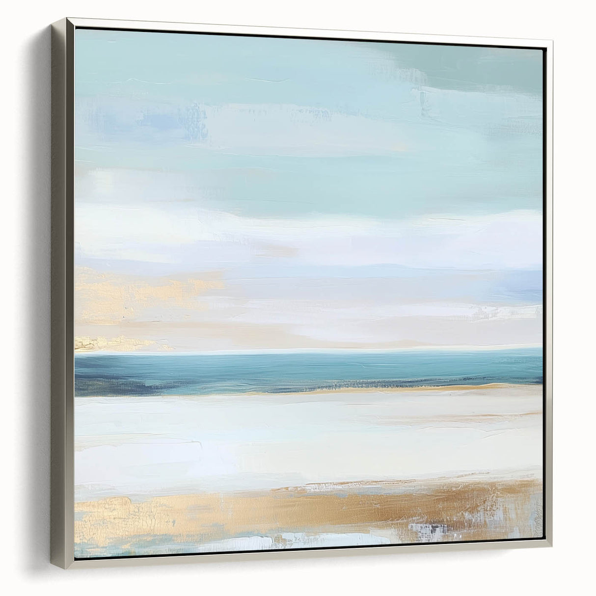 Large Abstract Wall Art – Soft Coastal Horizon Canvas Print