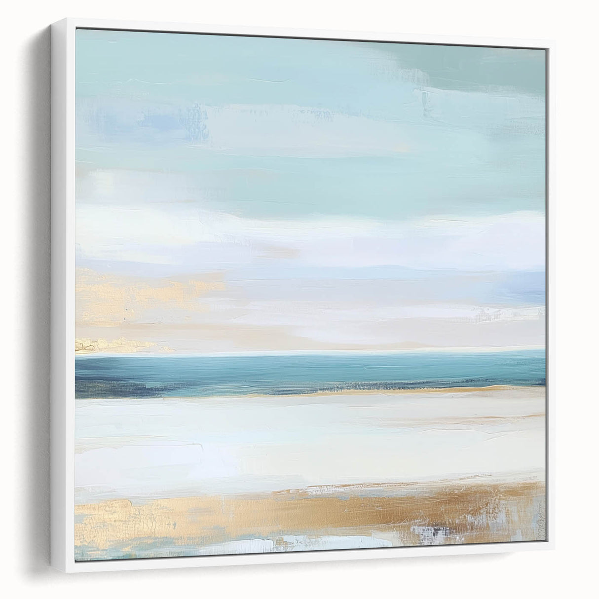 Large Abstract Wall Art – Soft Coastal Horizon Canvas Print