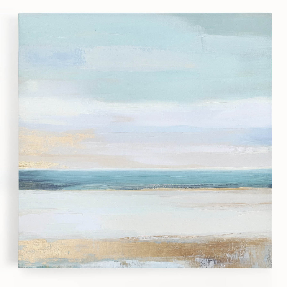 Large Abstract Wall Art – Soft Coastal Horizon Canvas Print
