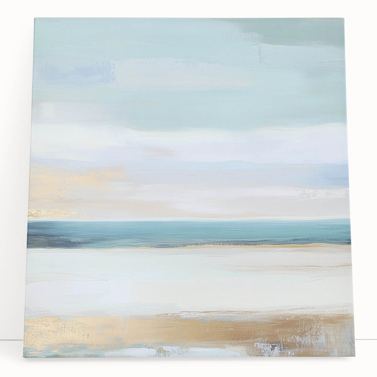 Large Abstract Wall Art – Soft Coastal Horizon Canvas Print