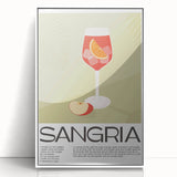 Art Deco poster featuring stylized food and drink motifs in pastel shades, framed in white acrylic.