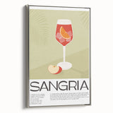 Vintage poster art of colorful food and drinks on a black background, framed in silver, ideal for living room decor.