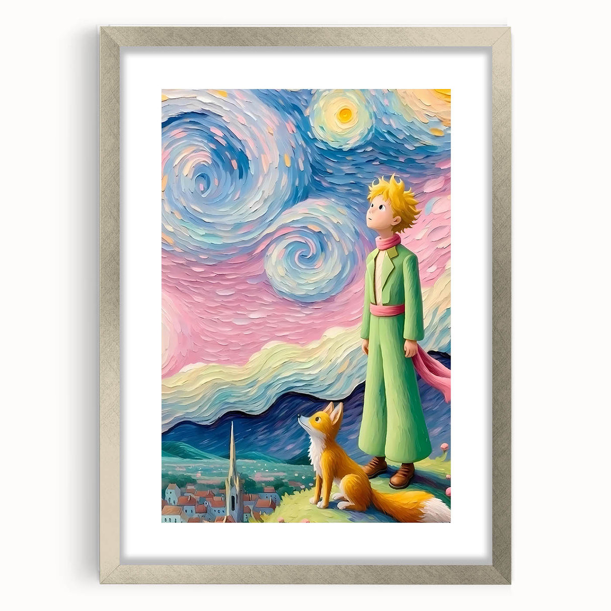 Dreamy Starry Night Girls Room Wall Art – Kids Room Art Print
