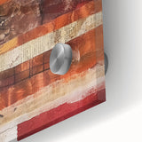 Large abstract wall art depicting fall themes in warm orange and brown tones on acrylic glass.