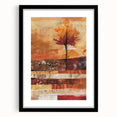 Extra large abstract art print featuring textured colorful art in autumn hues on a black framed canvas.