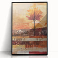 Large abstract wall art depicting autumnal hues on a black framed acrylic, suitable for modern art wall decor.