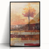 Large abstract wall art depicting autumnal hues on a black framed acrylic, suitable for modern art wall decor.