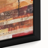 Close-up of a textured black wall art featuring colorful autumn leaves, on a large framed canvas.