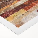 Art deco poster featuring a stylized fall landscape in orange and brown tones, on rolled canvas.