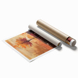 Extra large rolled print featuring a floral design in warm autumn colors, ideal for classy bathroom wall art.