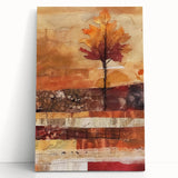 Large black and white stretched canvas depicting a minimalist fall tree, suitable for kitchen or bedroom decor.