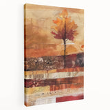 Side view of a large stretched canvas depicting a vibrant autumnal forest scene, ideal for kitchen wall art.
