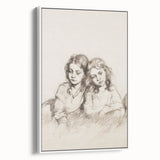 Abstract figurative framed canvas artwork showcasing dynamic shapes and soft color gradients in a white frame, ideal for modern home decor.