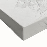 Close-up of a stretched canvas featuring vibrant abstract floral design in shades of pink, blue, and green, perfect for modern home decor accents.