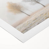 Abstract landscape rolled canvas art featuring vibrant colors of blue, green, and gold, showcasing a serene nature scene perfect for modern home decor. The artwork is rolled and ready for framing, ideal for adding a touch of elegance to any interior space.