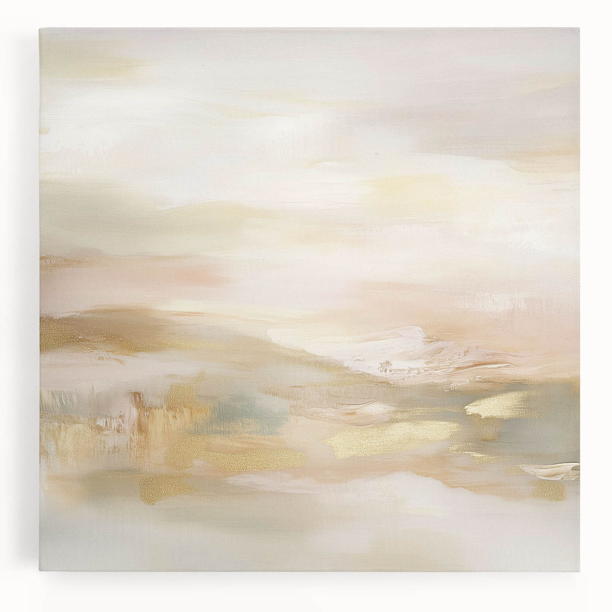 Colorful Abstract Wall Art – Blush and Gold Soft Modern Canvas