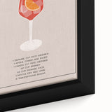 Extra large black wall art featuring colorful, textured depiction of various foods and drinks on a framed canvas.