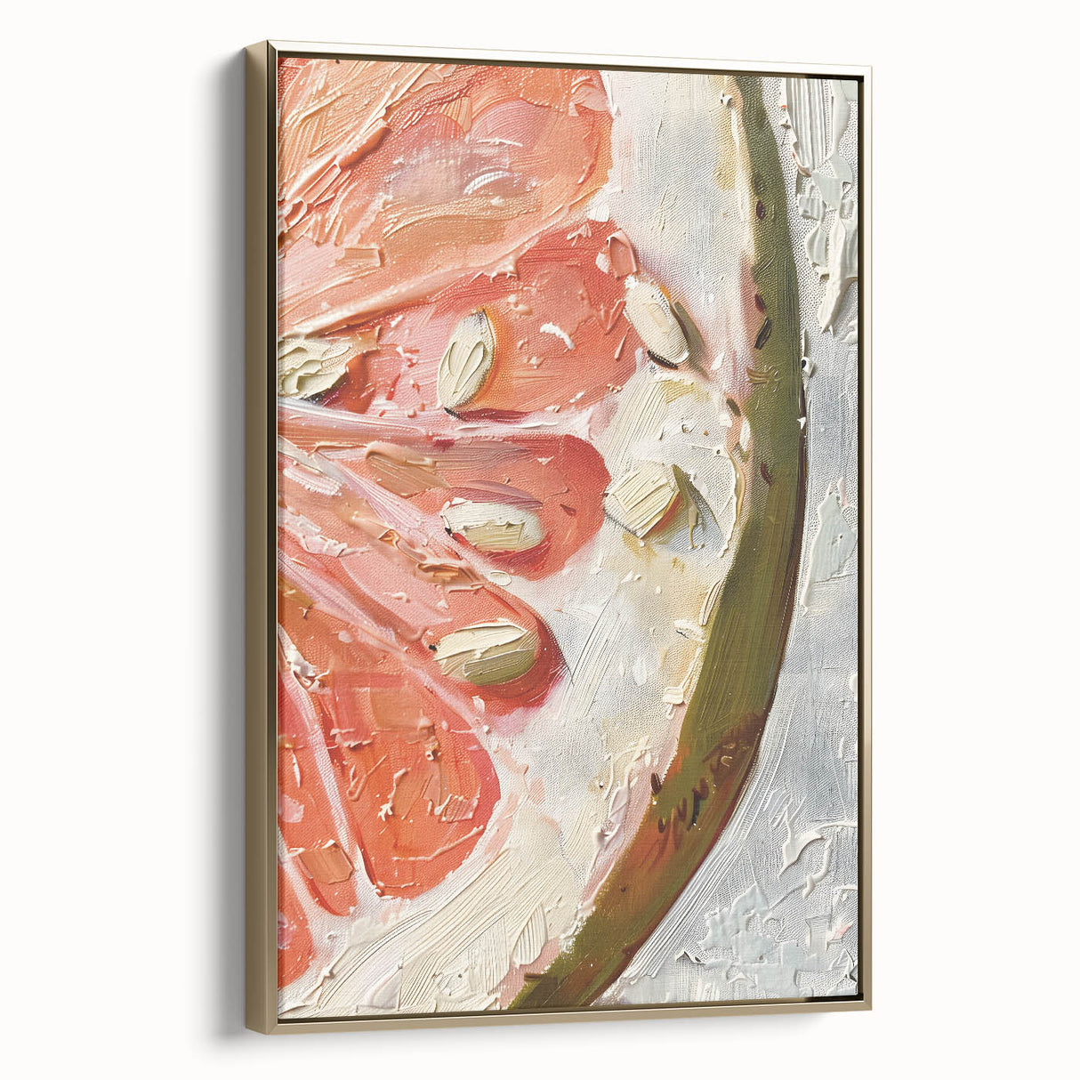 Framed canvas wall art depicting a vintage fruit illustration in muted colors, ideal for bedroom decor.