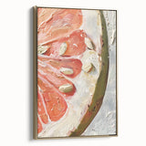 Framed canvas wall art depicting a vintage fruit illustration in muted colors, ideal for bedroom decor.