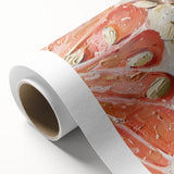 Art deco poster of colorful fruits on a rolled canvas, suitable for nursery wall art or dining room decor.