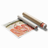 Extra large rolled print of vibrant floral art featuring assorted fruits, ideal for classy bathroom wall art.